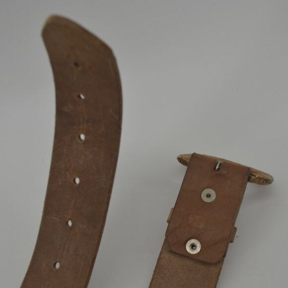 Western Leather Belt Tooled Stitched Brown Cowboy Size 28 - Picture 8 of 13